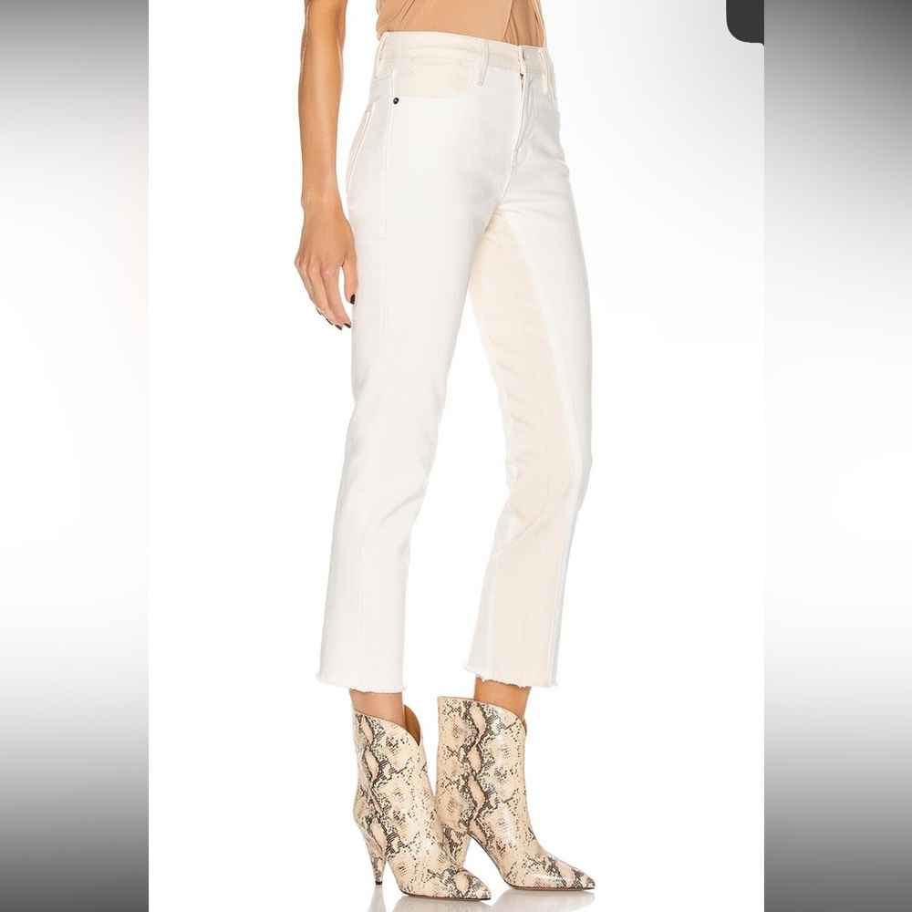 Frame Le High Straight Spring Mix Jeans Two tone cream and white jeans - Picture 4 of 15
